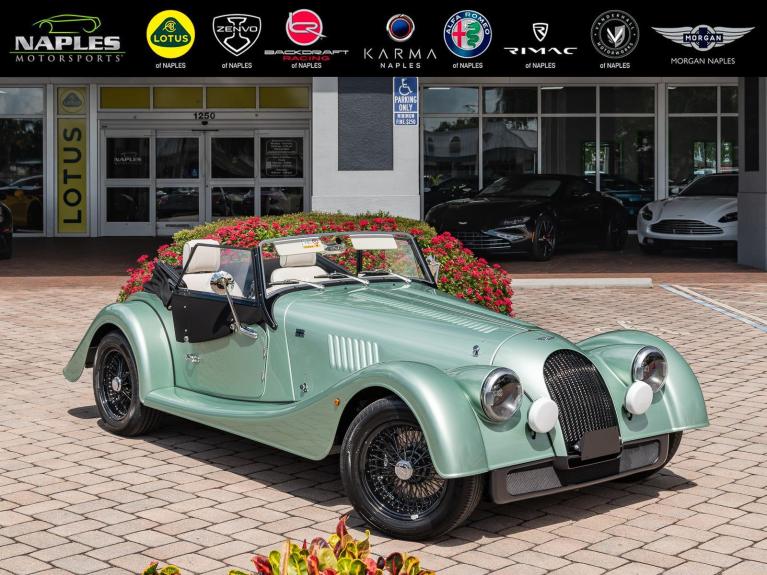A blue Morgan Plus Four at Morgan of Naples